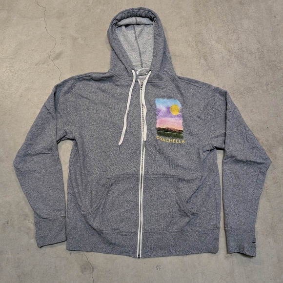 Coachella 2015 Hoodie Full Zip Adult M Gray Music Concert - Picture 1 of 9